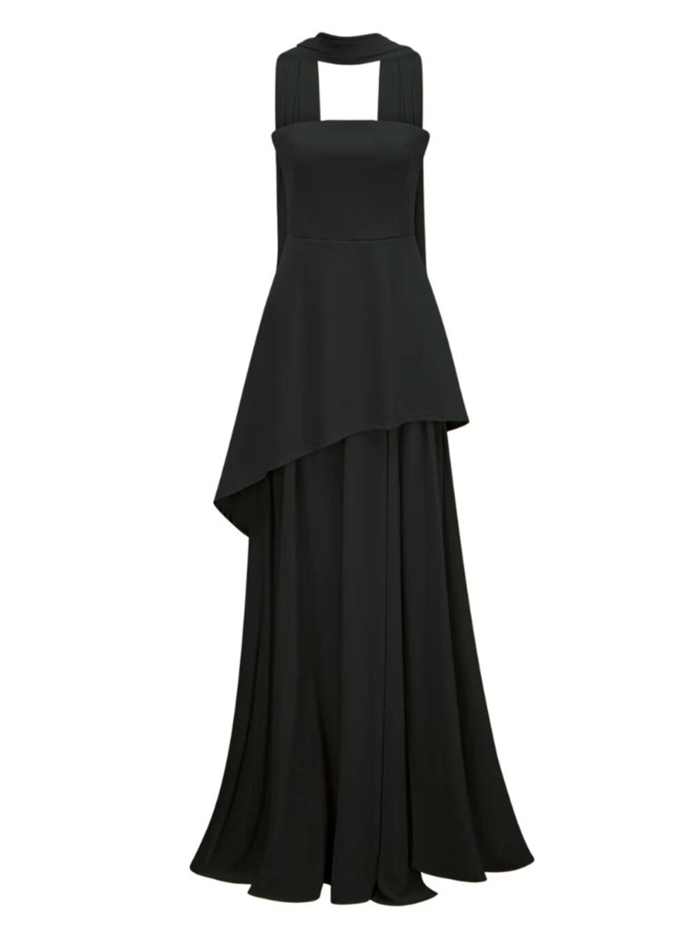 Miss Rosier Solène Off-Shoulder Ruched Maxi Gown (Black)